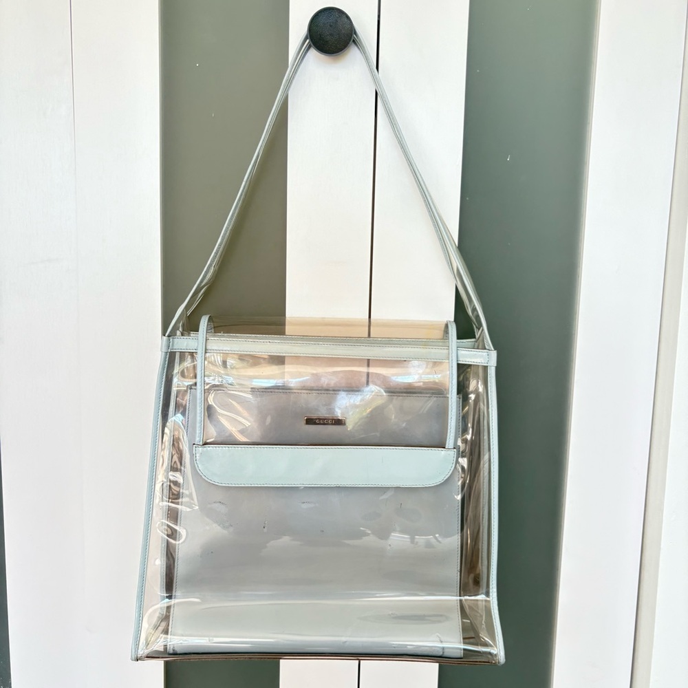 Gucci 2 in 1 Clear PVC & Baby Blue Leather Bag - Picture 3 of 15